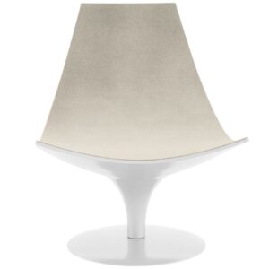 The Moon Armchair has fluid, dynamic lines with an outer space feel, super-modern.